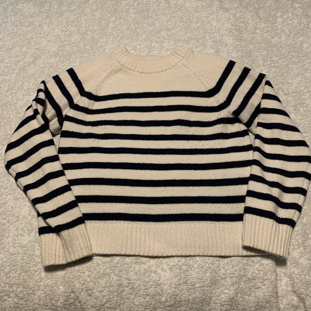 GAP Navy and Cream Striped Sweater